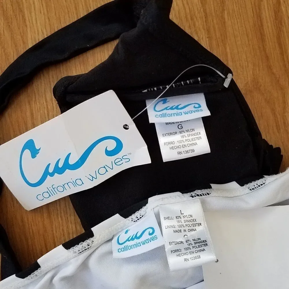 California Waves NWT Laser Cut Bikini sz Large